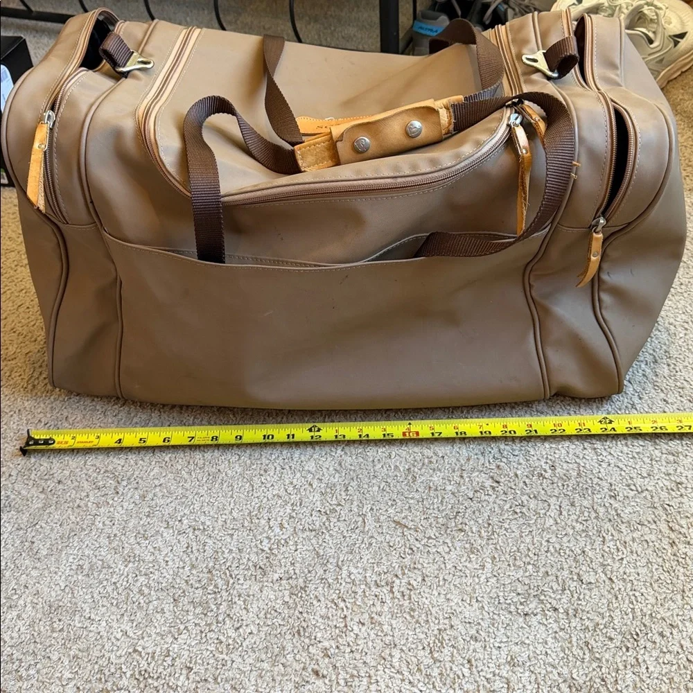 Jon Hart Design Tan/Brown Leather-Trim Duffle